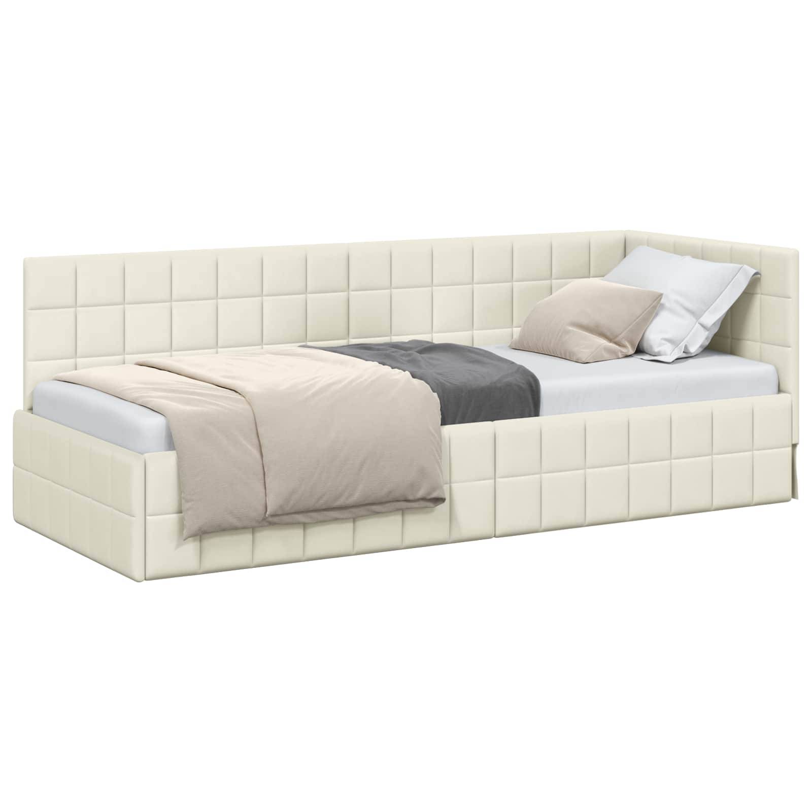 vidaXL Eckbettgestell mit Kopfteil Creme 80 cm x 200 cm Samt