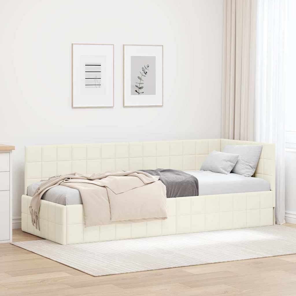 vidaXL Eckbettgestell mit Kopfteil Creme 80 cm x 200 cm Samt