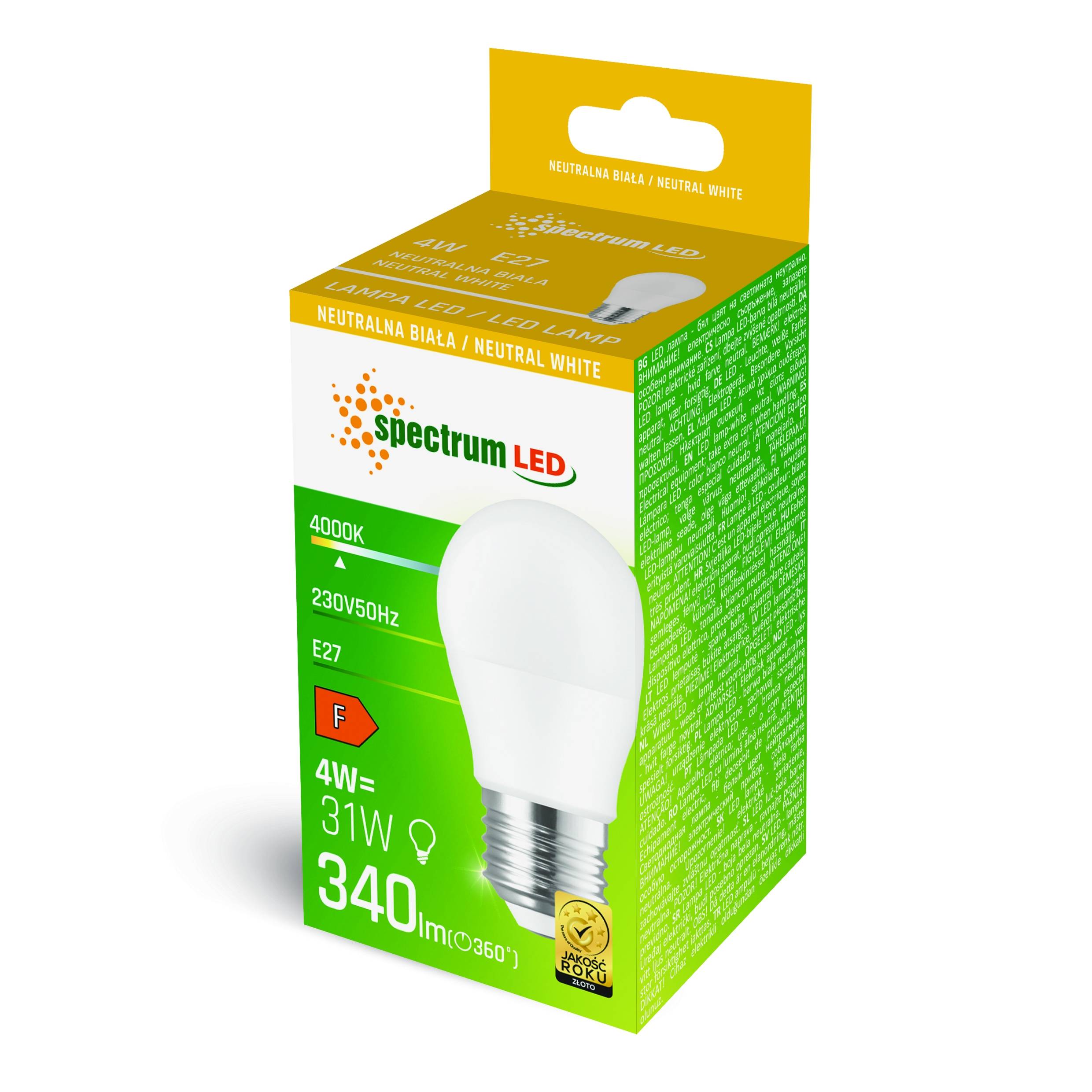 Spectrum LED E27 G45 matt 4W 160° Tropfen 340lm 230V Neutralweiß 4000K