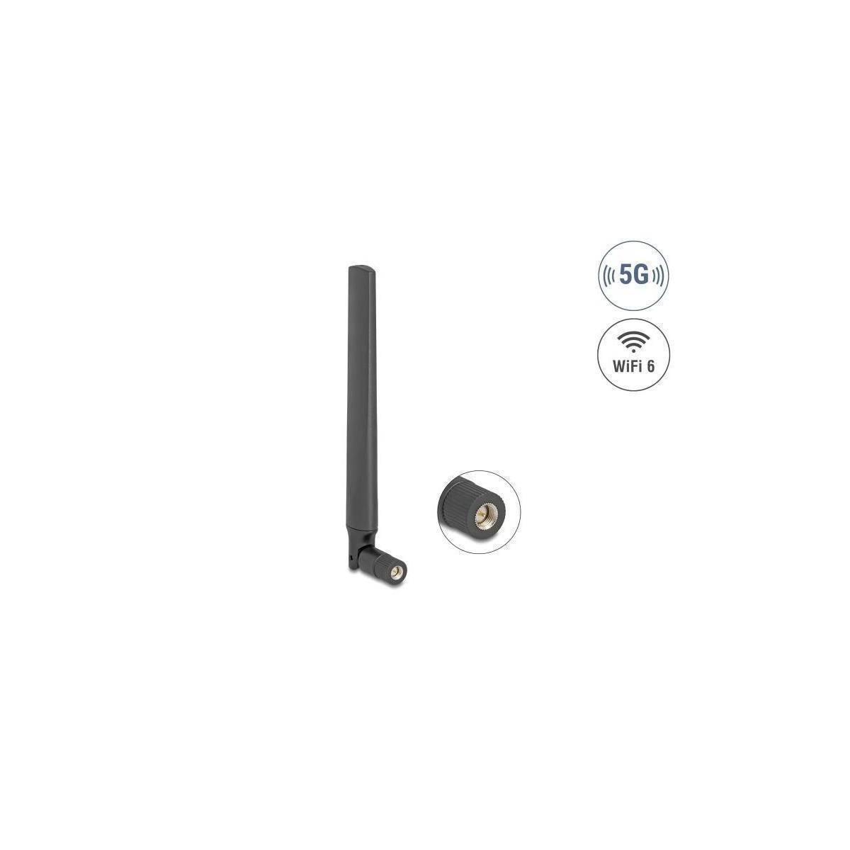 Delock 5G LTE GNSS WiFi 6 Antenne SMA Stecker 0,9 - 4,1 dBi 183 mm omnidirektion