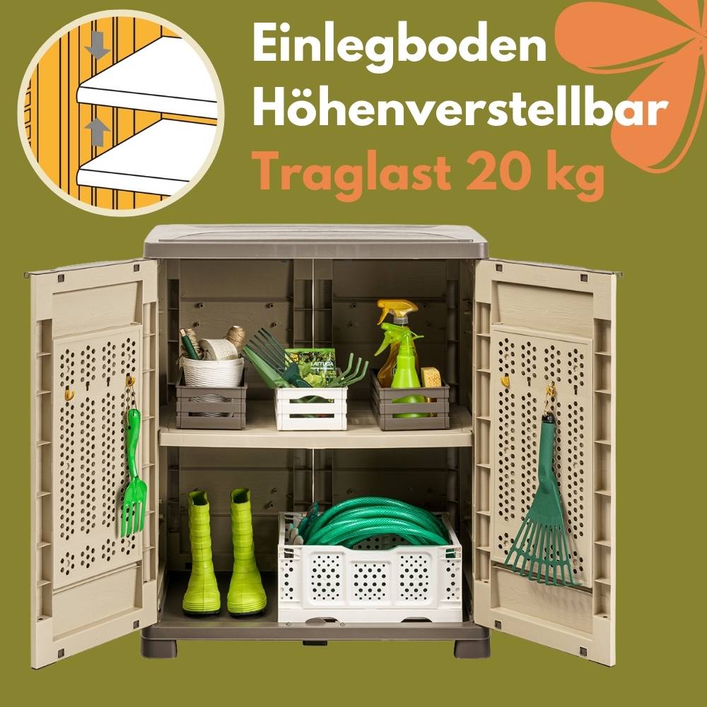 Gartenschrank Wetterfest Outdoor Kunststoff Schrank Kunststoffschrank Mehrzweckschrank Balkonschrank Geräteschrank Terrassenschrank Kellerschrank