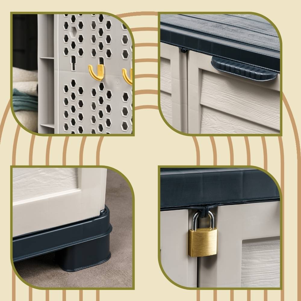 Gartenschrank Wetterfest Outdoor Kunststoff Schrank Kunststoffschrank Mehrzweckschrank Balkonschrank Geräteschrank Terrassenschrank Kellerschrank