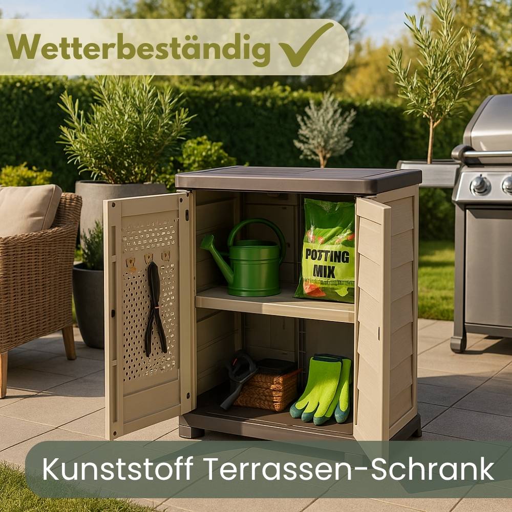 Gartenschrank Wetterfest Outdoor Kunststoff Schrank Kunststoffschrank Mehrzweckschrank Balkonschrank Geräteschrank Terrassenschrank Kellerschrank