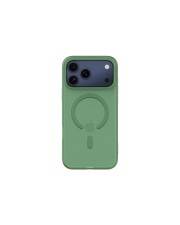 Eine grüne Handyhülle mit einem MagSafe-Ring, von hinten gezeigt mit hervorstehenden Kameraobjektiven in der oberen linken Ecke.