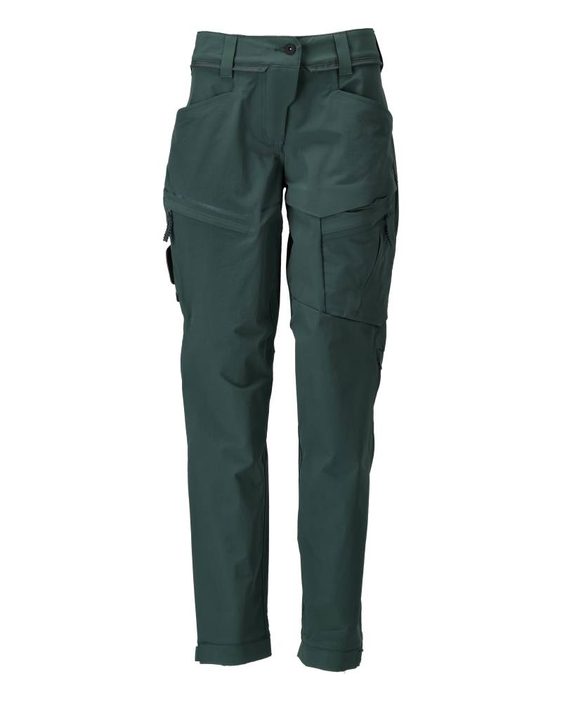 Dunkelgrüne Outdoor-Hose mit mehreren Taschen, geeignet für Wanderungen oder Trekkingtouren.