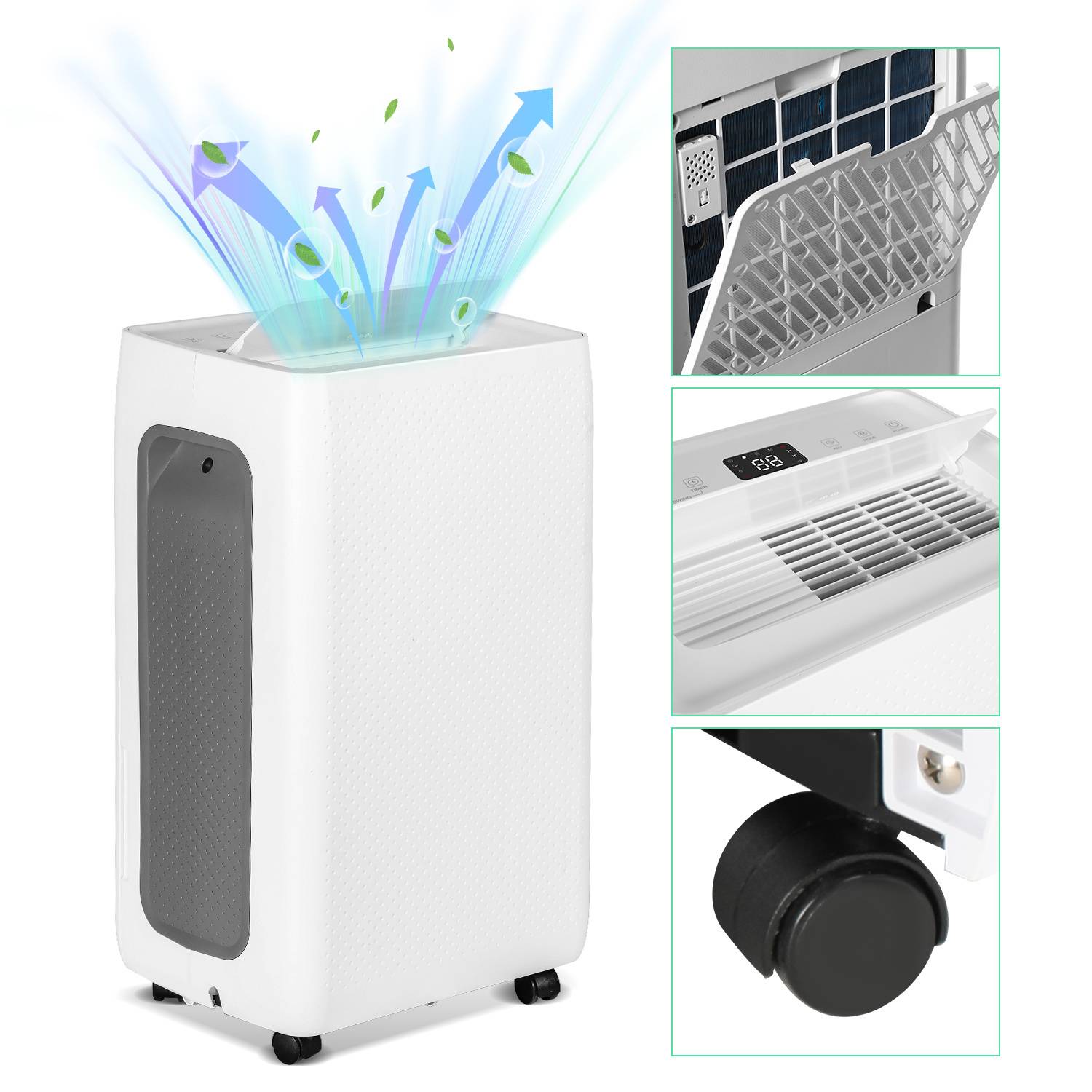 Luftentfeuchter 26 L / Tag, 4,5L Behälter, bis 30 m², elektrisch, 24H Timer, Auto-Modus - Raumentfeuch Entfeuchtungsleistung
