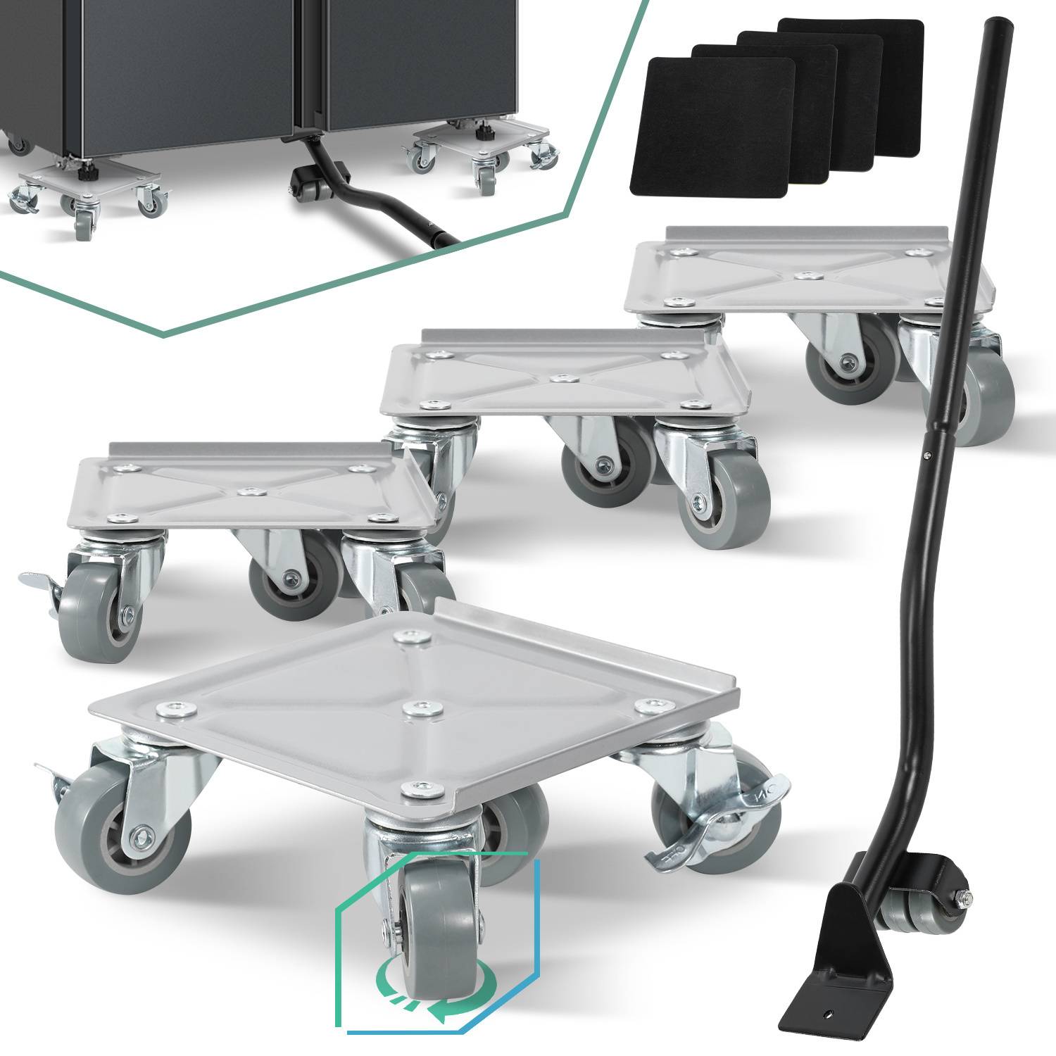 Möbeltransport Set 9-tlg. mit Möbelheber & 360° Rollen bis 600kg Schwerlast – Umzugshilfe für Möbelrücker und Transportroller