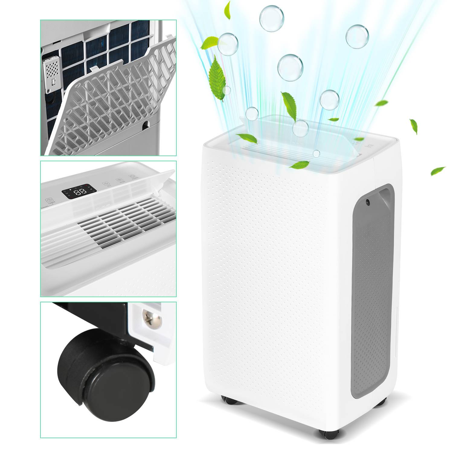 Luftentfeuchter 26 L / Tag, 4,5L Behälter, bis 30 m², elektrisch, 24H Timer, Auto-Modus - Raumentfeuch Entfeuchtungsleistung