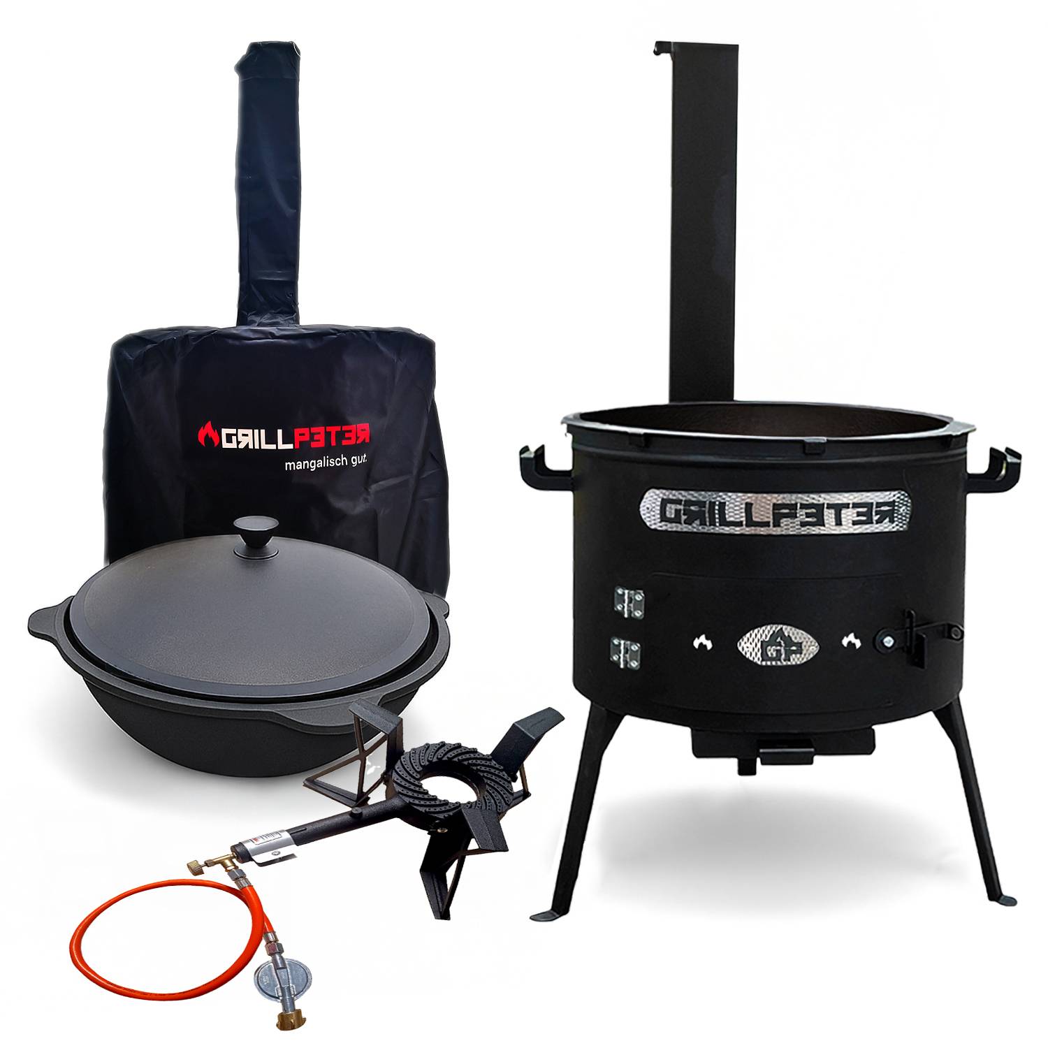 Utschak Asamat Ø45 cm Kazan 16L Gaskocher und Abdeckhaube