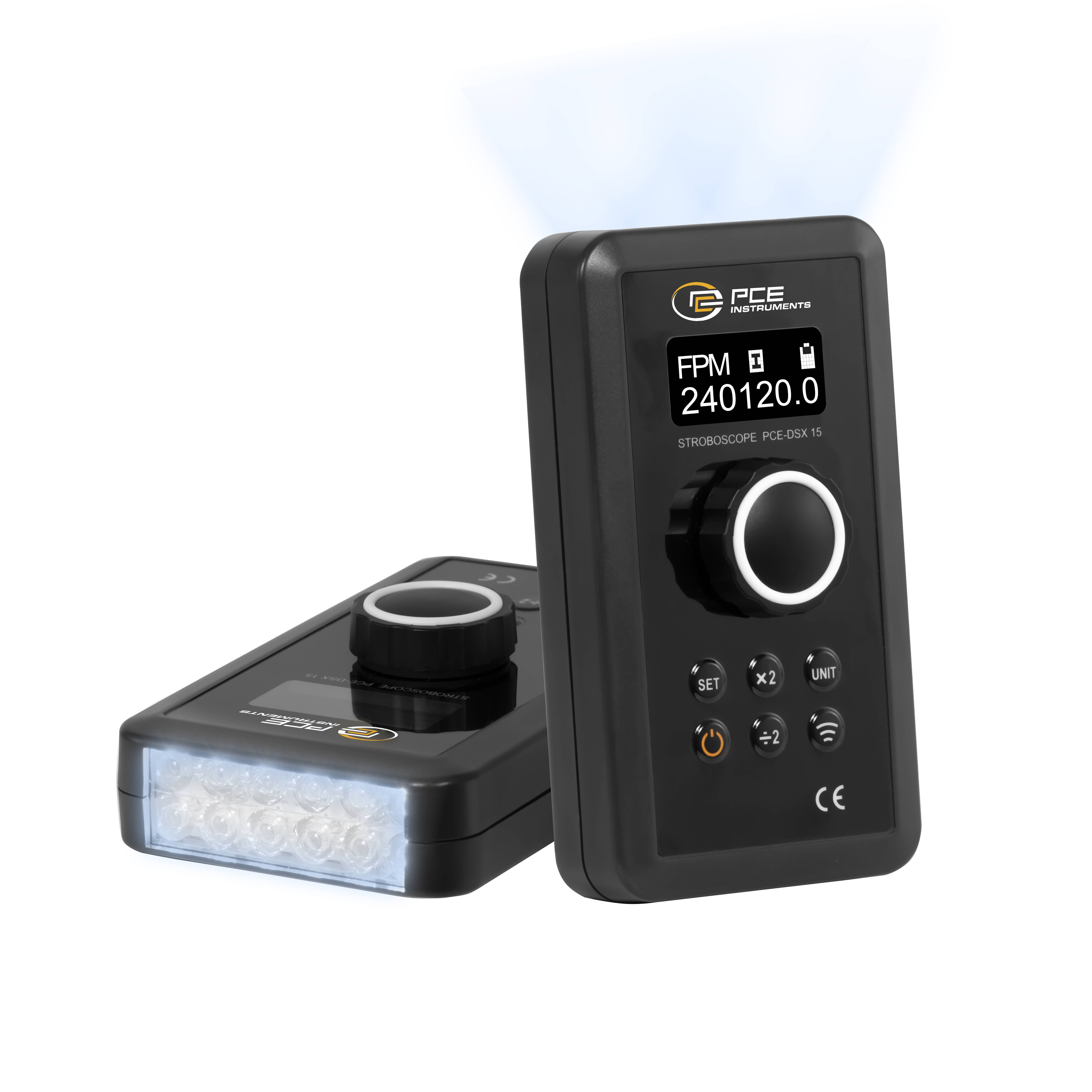 PCE Instruments Digital Stroboskop PCE-DSX 15 |30-360000 FPM |Lichtquelle 12 LED´s |5400lx |Verdopplung/Teilung der FPM