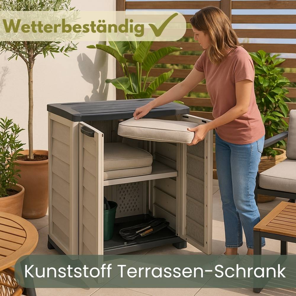 Gartenschrank Wetterfest Outdoor Kunststoff Schrank Kunststoffschrank Mehrzweckschrank Balkonschrank Geräteschrank Outdoor Kunststoffschrank