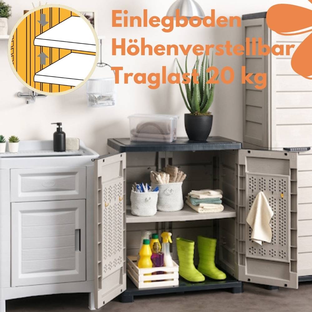 Gartenschrank Wetterfest Outdoor Kunststoff Schrank Kunststoffschrank Mehrzweckschrank Balkonschrank Geräteschrank Outdoor Kunststoffschrank