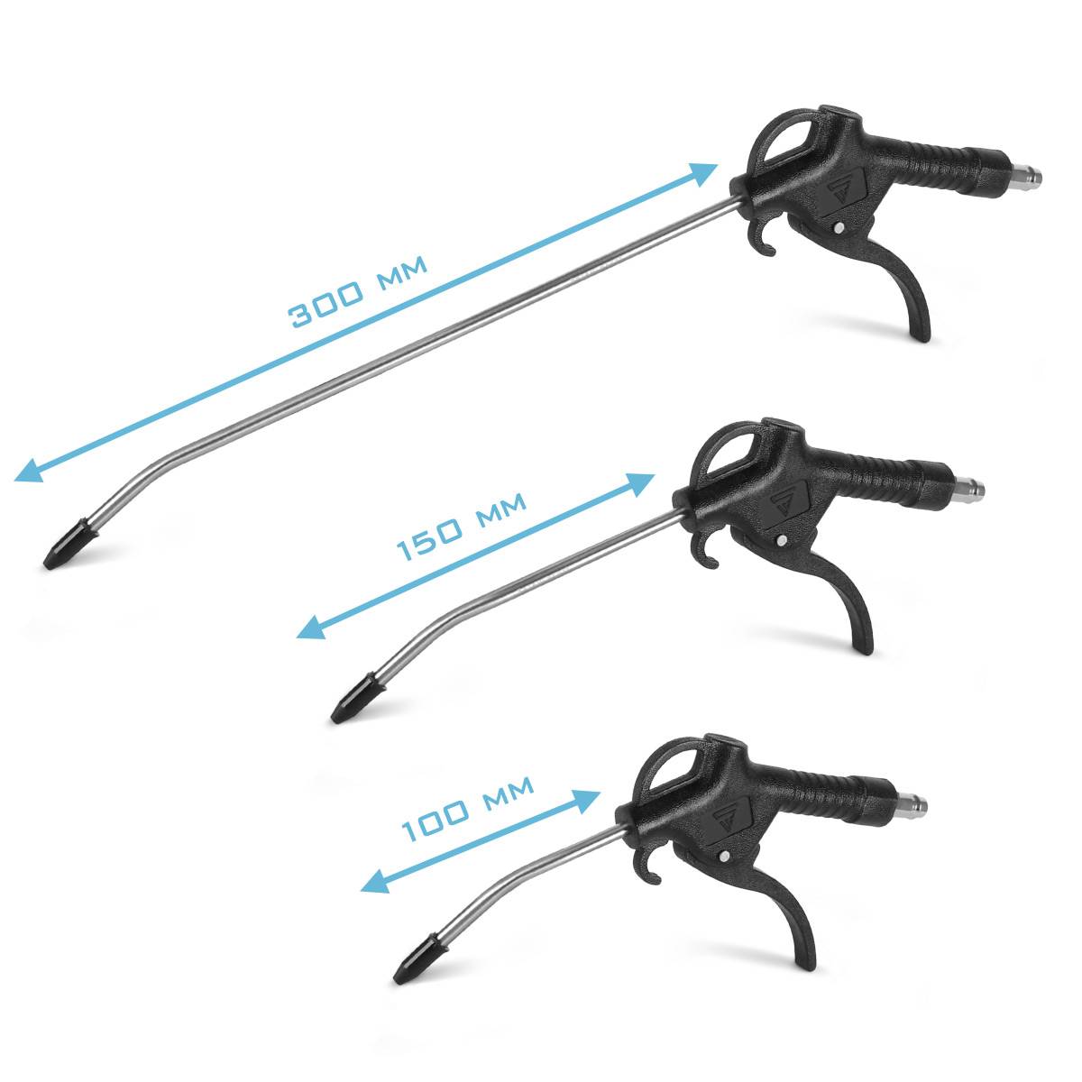 STAHLWERK Druckluft Ausblaspistolen Set 3-teilig 100, 150, 300 mm