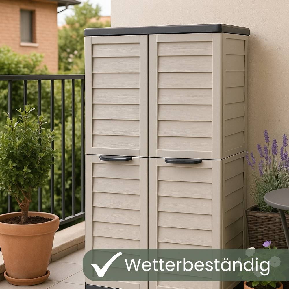 Gartenschrank Wetterfest Outdoor Kunststoff Schrank Kunststoffschrank Mehrzweckschrank Balkonschrank Geräteschrank Hochschrank Outdoor Wetterfest