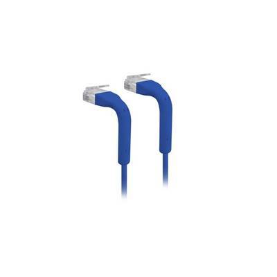 Zwei blaue Ethernet-Kabel mit gewinkelten Anschlüssen.