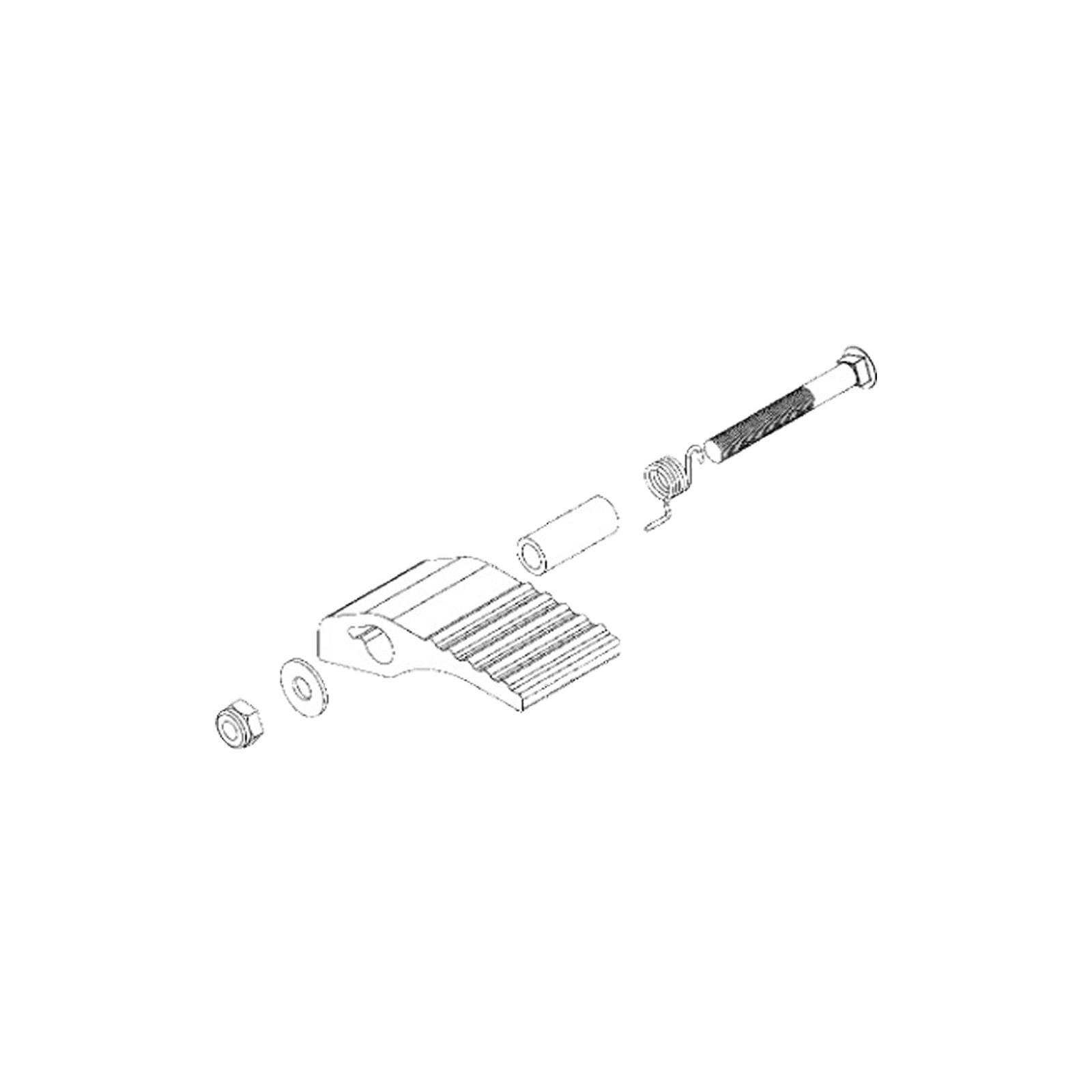 Explosionszeichnung eines Faltschlösses, die einzelne Komponenten wie Schrauben, Schlüsselzylinder und Gehäuse zeigt.