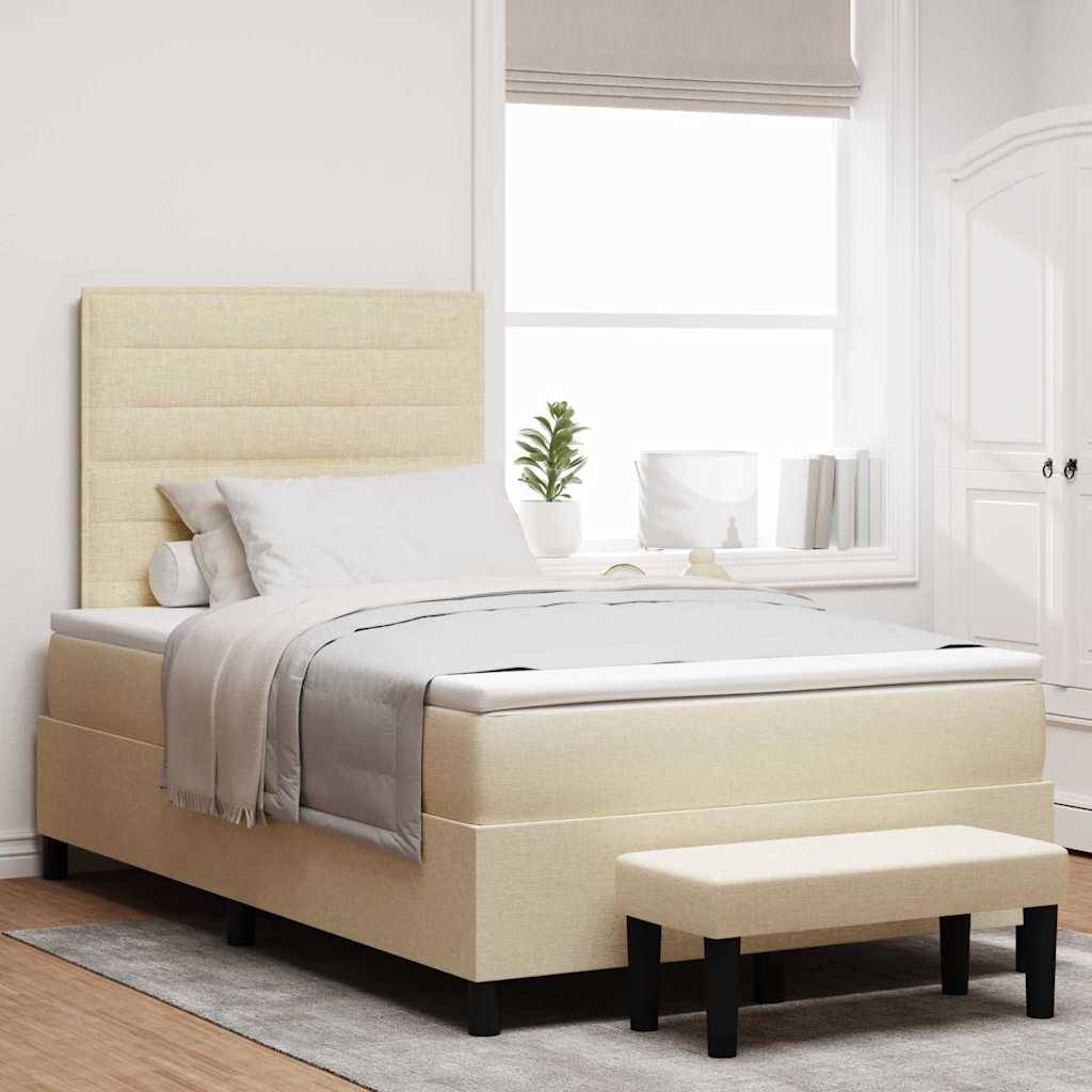 vidaXL Boxspringbett mit Kopfteil Creme 120 x 190 cm Stoff