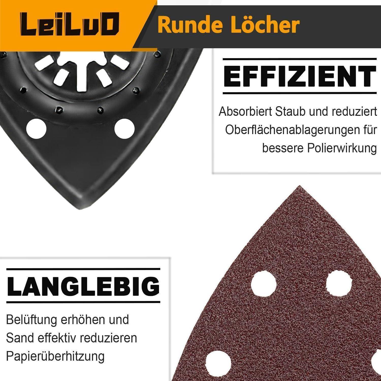 Leiluo-Schleifpapier mit runden Löchern für bessere Staubabsorption und Polierwirksamkeit; langlebig und hitzebeständig.