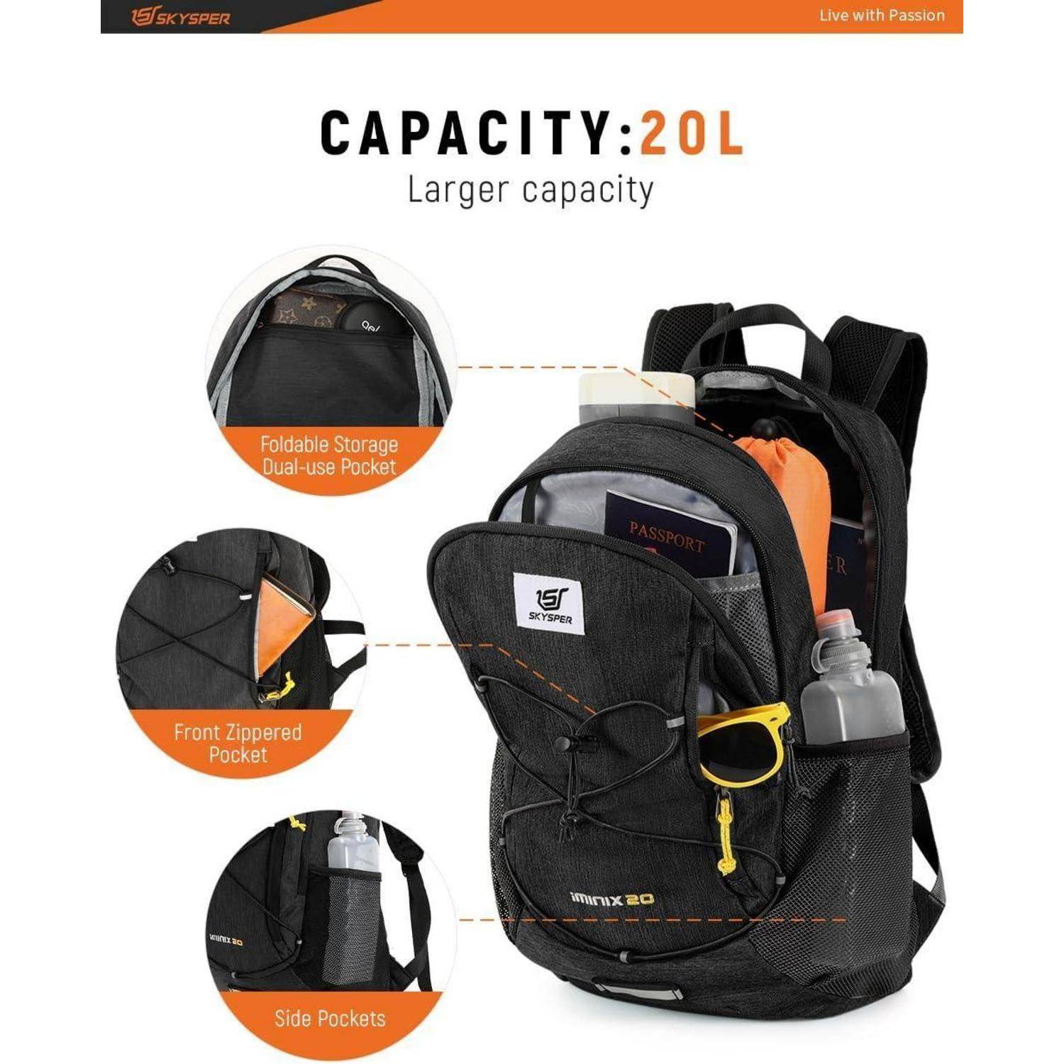 20L Faltbarer Wanderrucksack Ultraleicht Outdoor Camping Rucksack