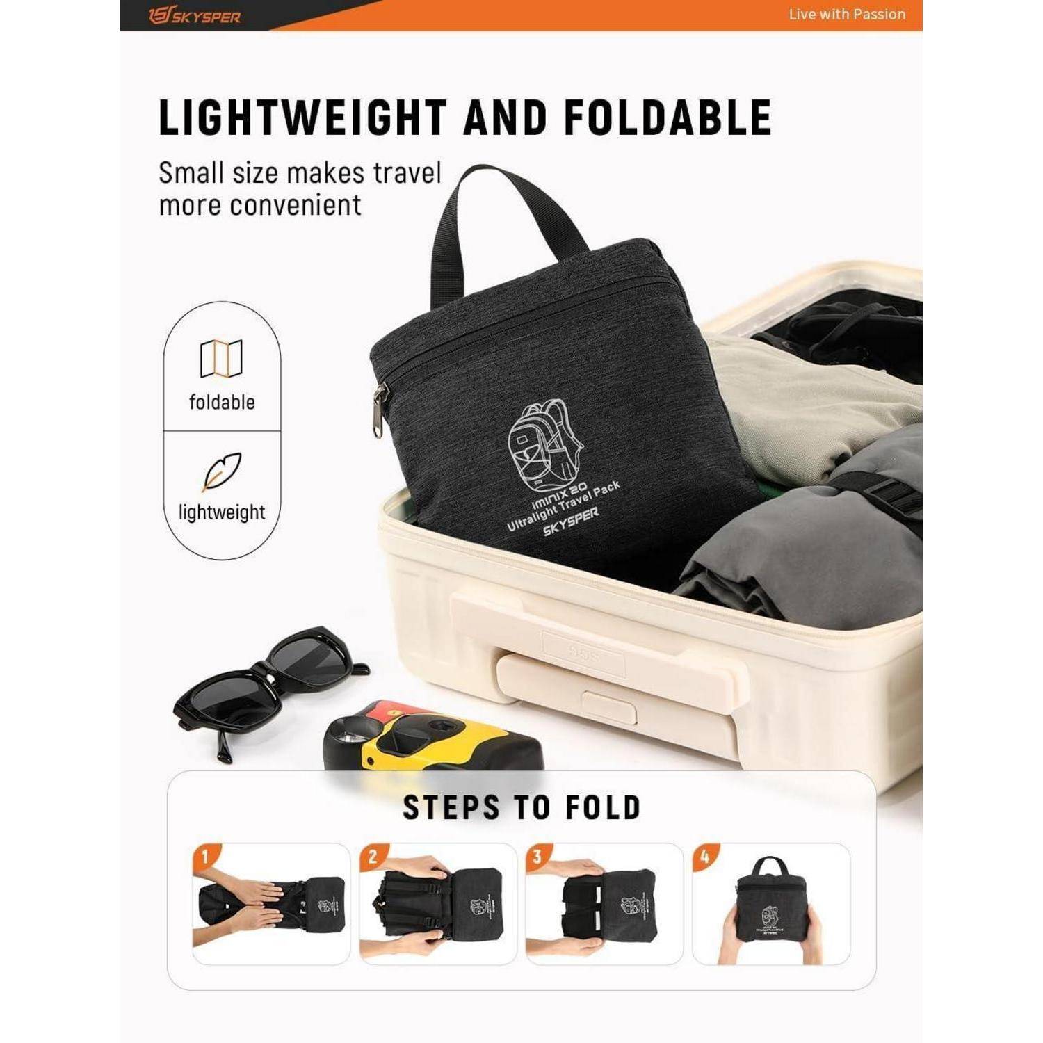 20L Faltbarer Wanderrucksack Ultraleicht Outdoor Camping Rucksack