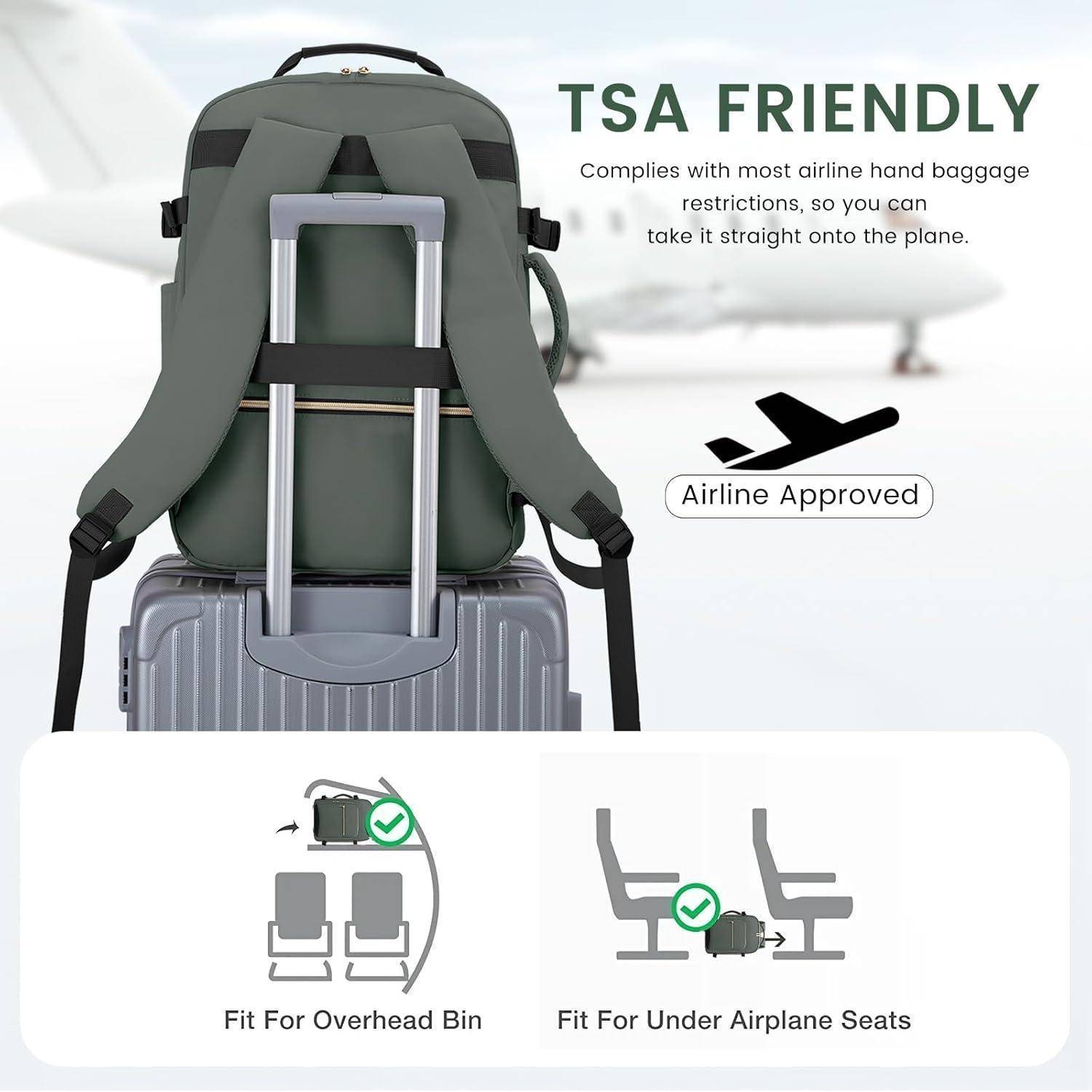 Handgepäck Rucksack 40L Reiserucksack Damen Wasserdicht 17 Zoll Laptop