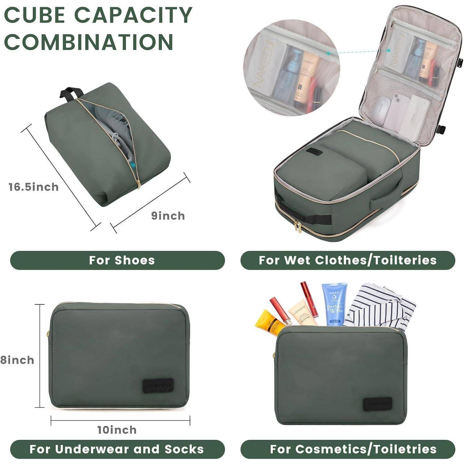 Handgepäck Rucksack 40L Reiserucksack Damen Wasserdicht 17 Zoll Laptop