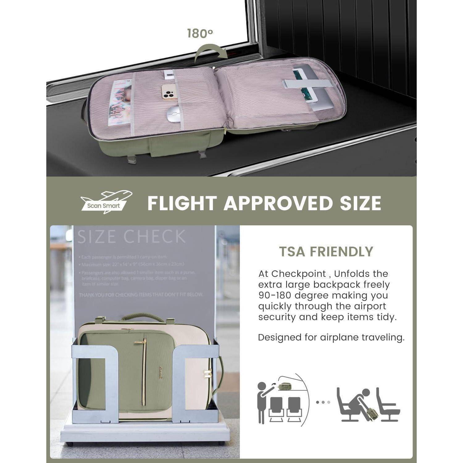 Handgepäck Rucksack 40L Laptopflugzeug Damen Herren Wasserdicht 17