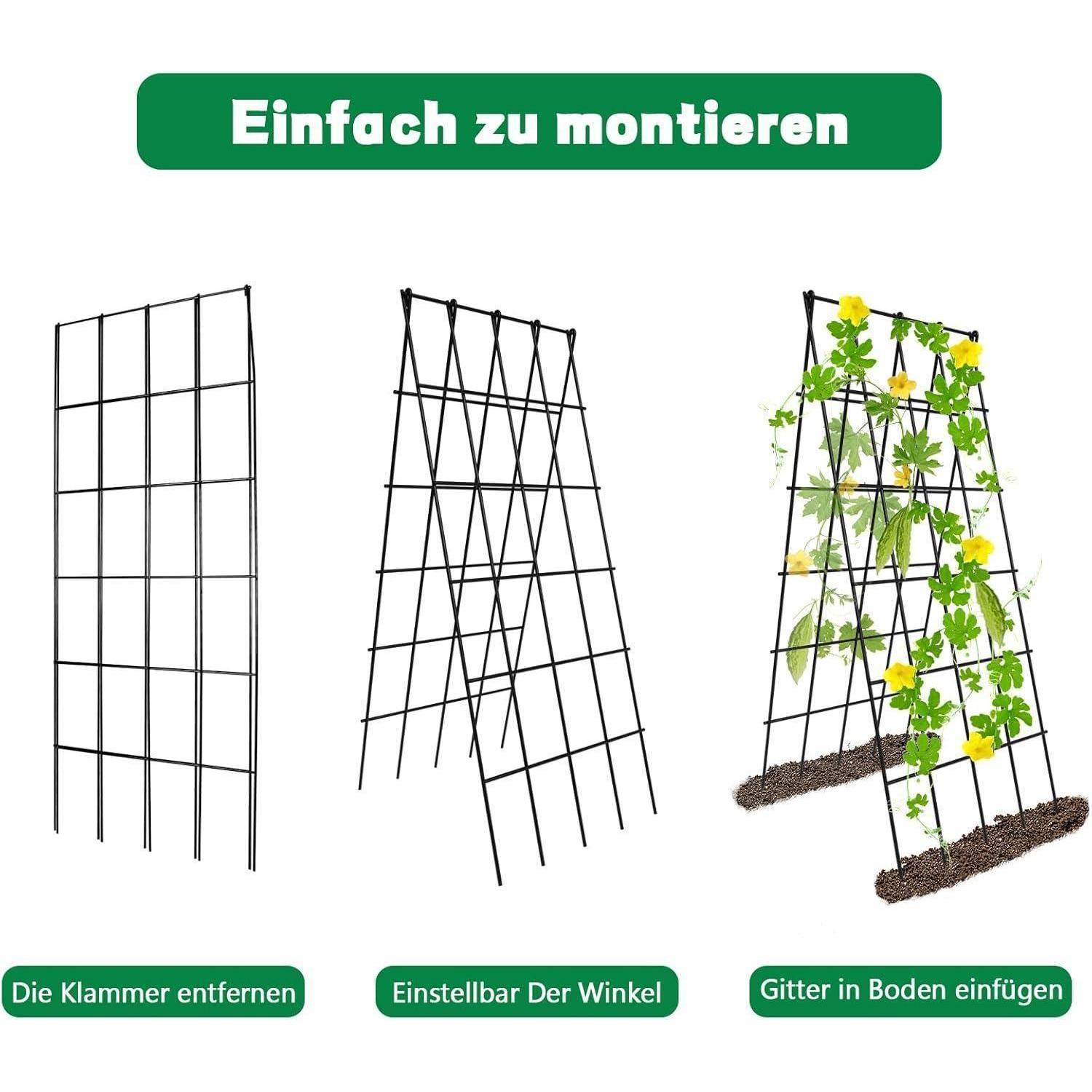 Rankhilfe Metall 2er Set Gurke Tomate Kletterpflanzen Schwarz-Gitter