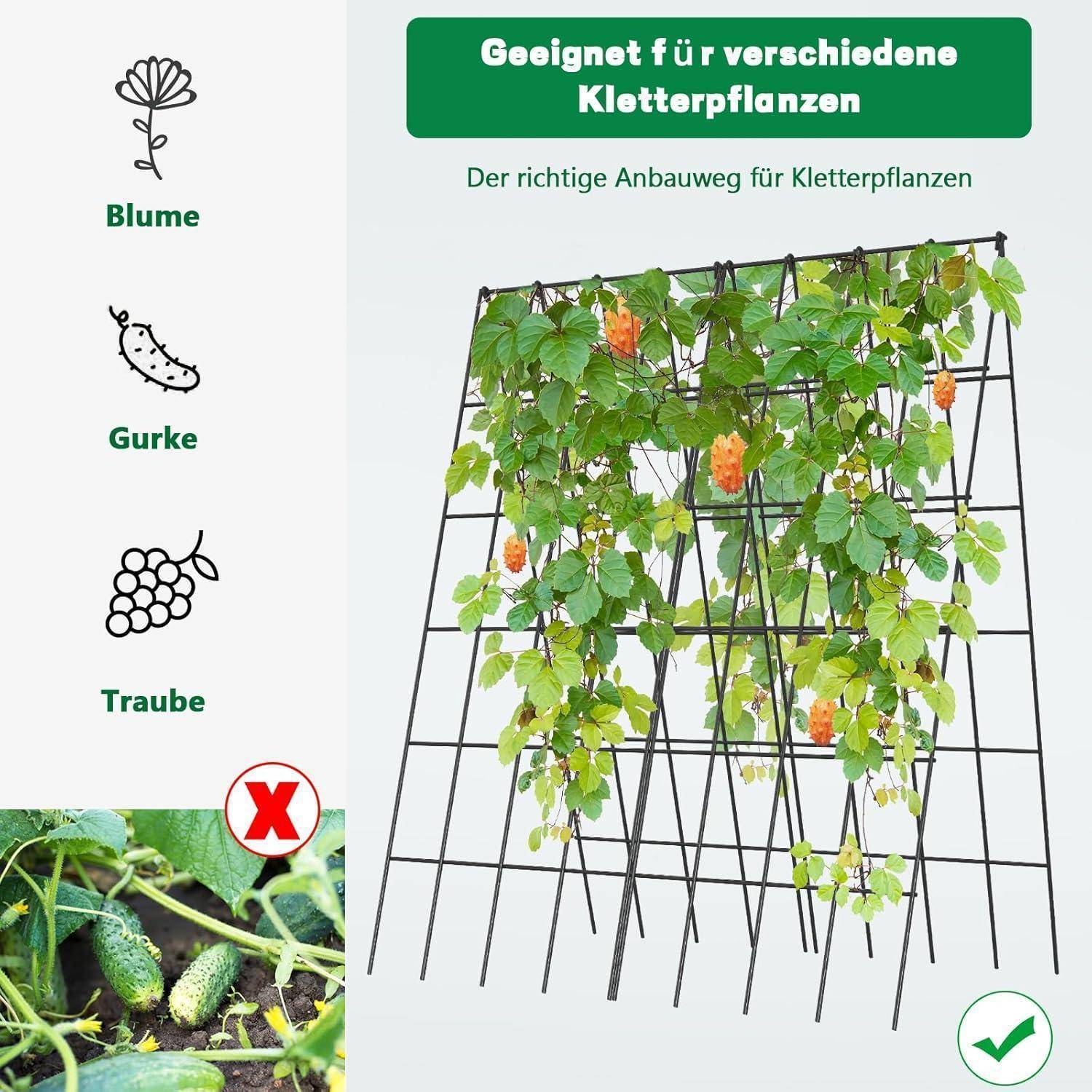 Rankhilfe Metall 2er Set Gurke Tomate Kletterpflanzen Schwarz-Gitter
