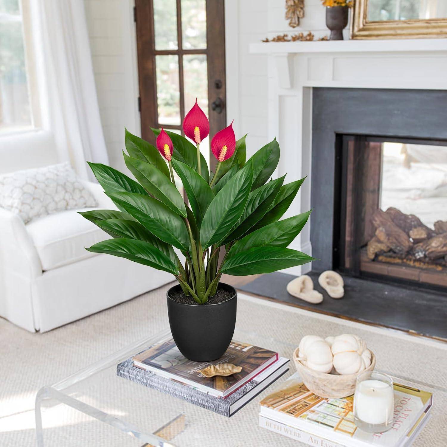 Künstliche Calathea Dekopflanze 43cm Kunstpflanze Grün 22 Blätter