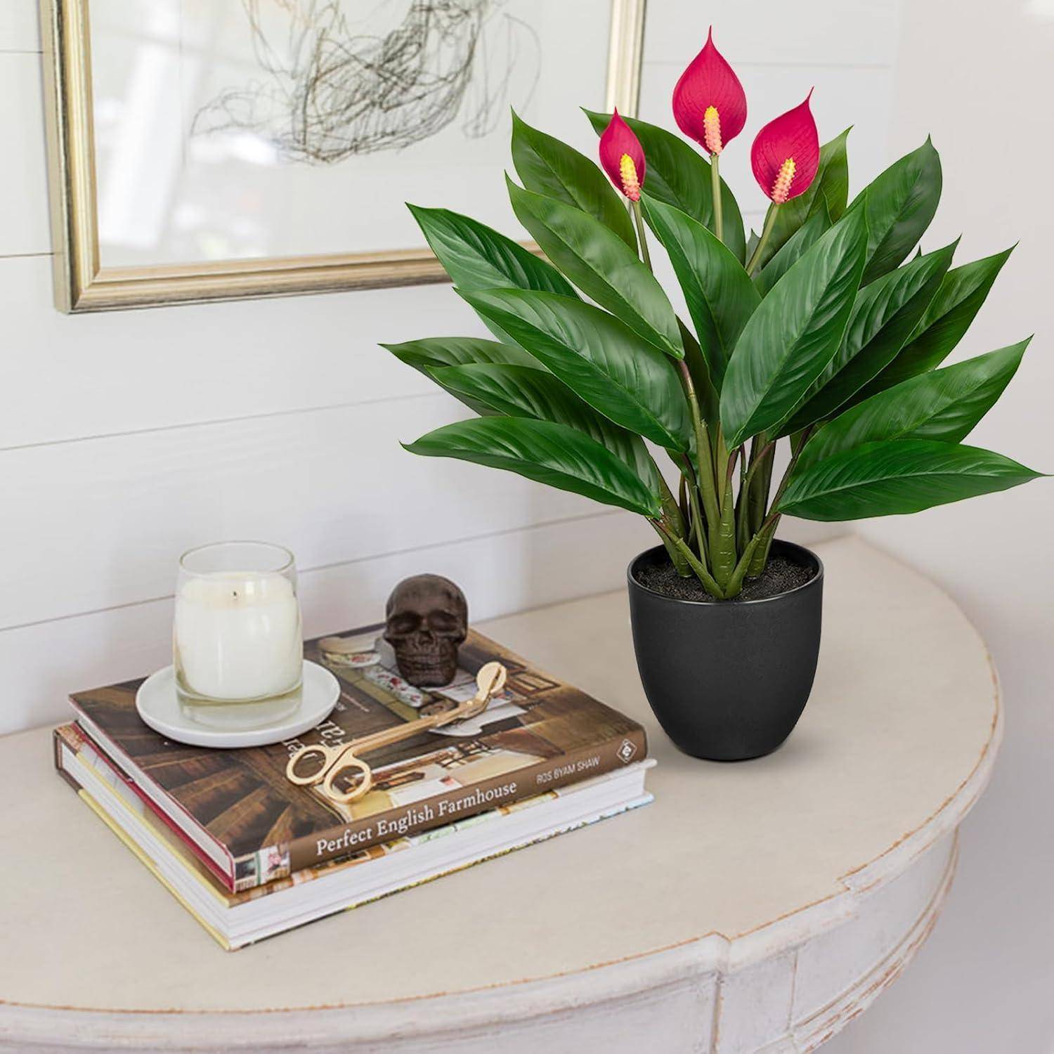 Künstliche Calathea Dekopflanze 43cm Kunstpflanze Grün 22 Blätter
