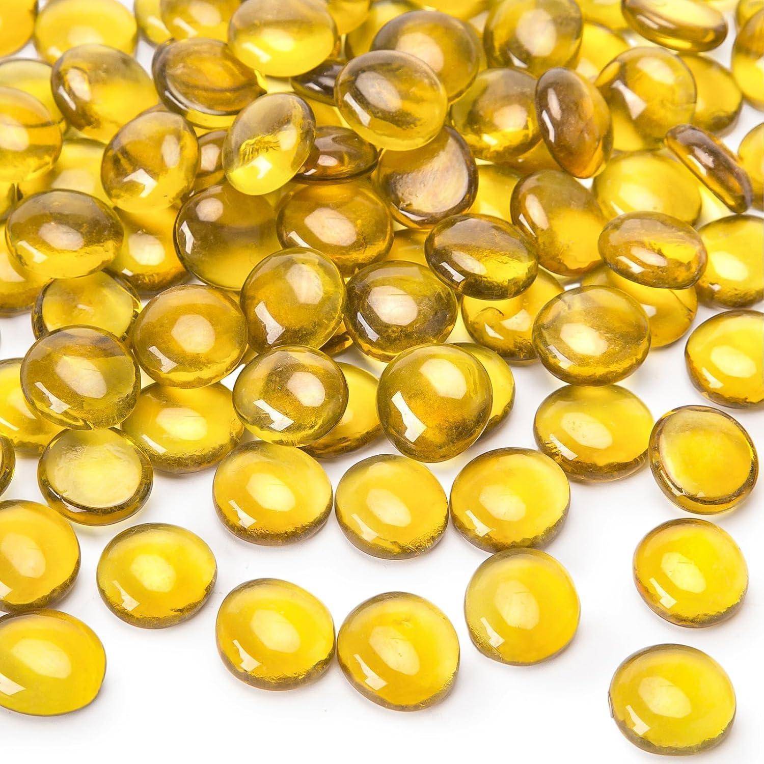 Glasnuggets Gelb 450g 1,7-1,9cm Deko Steine Mosaik Basteln