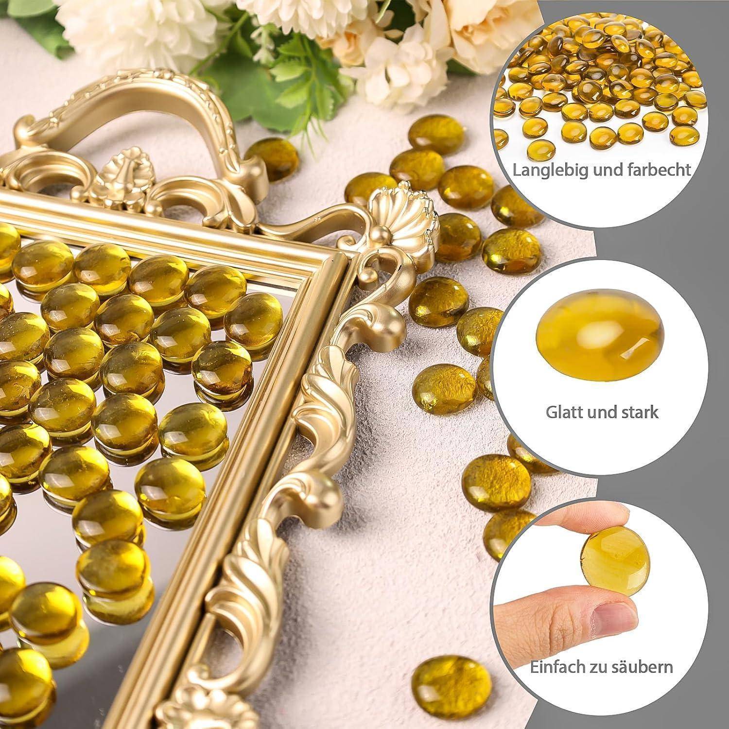 Glasnuggets Gelb 450g 1,7-1,9cm Deko Steine Mosaik Basteln