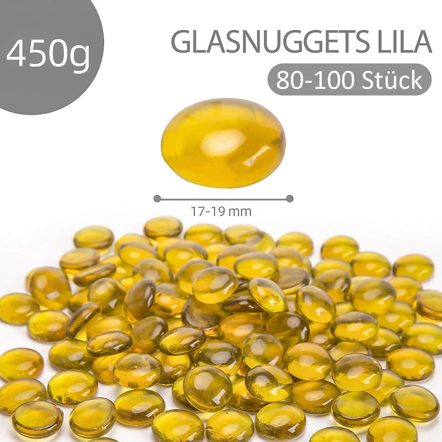 Glasnuggets Gelb 450g 1,7-1,9cm Deko Steine Mosaik Basteln