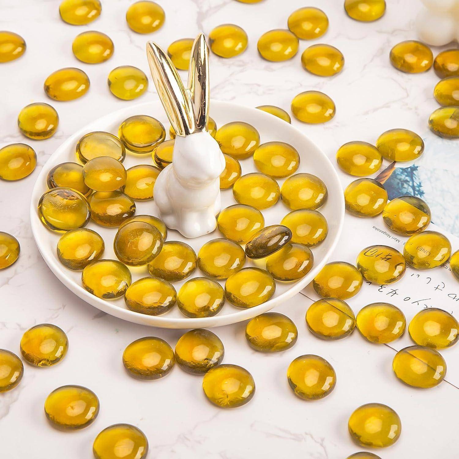 Glasnuggets Gelb 450g 1,7-1,9cm Deko Steine Mosaik Basteln