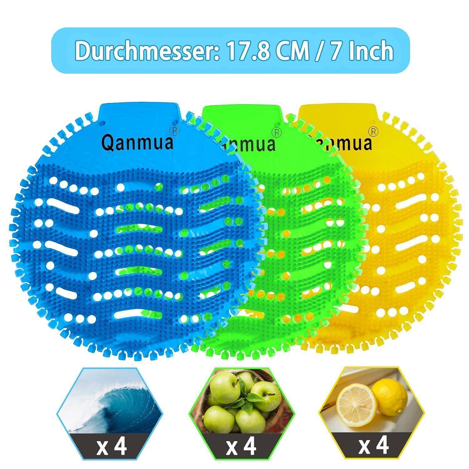Urinalsieb mit Duft 12er Pack Blau Gelb Grün Matten für Pissoir Urinal
