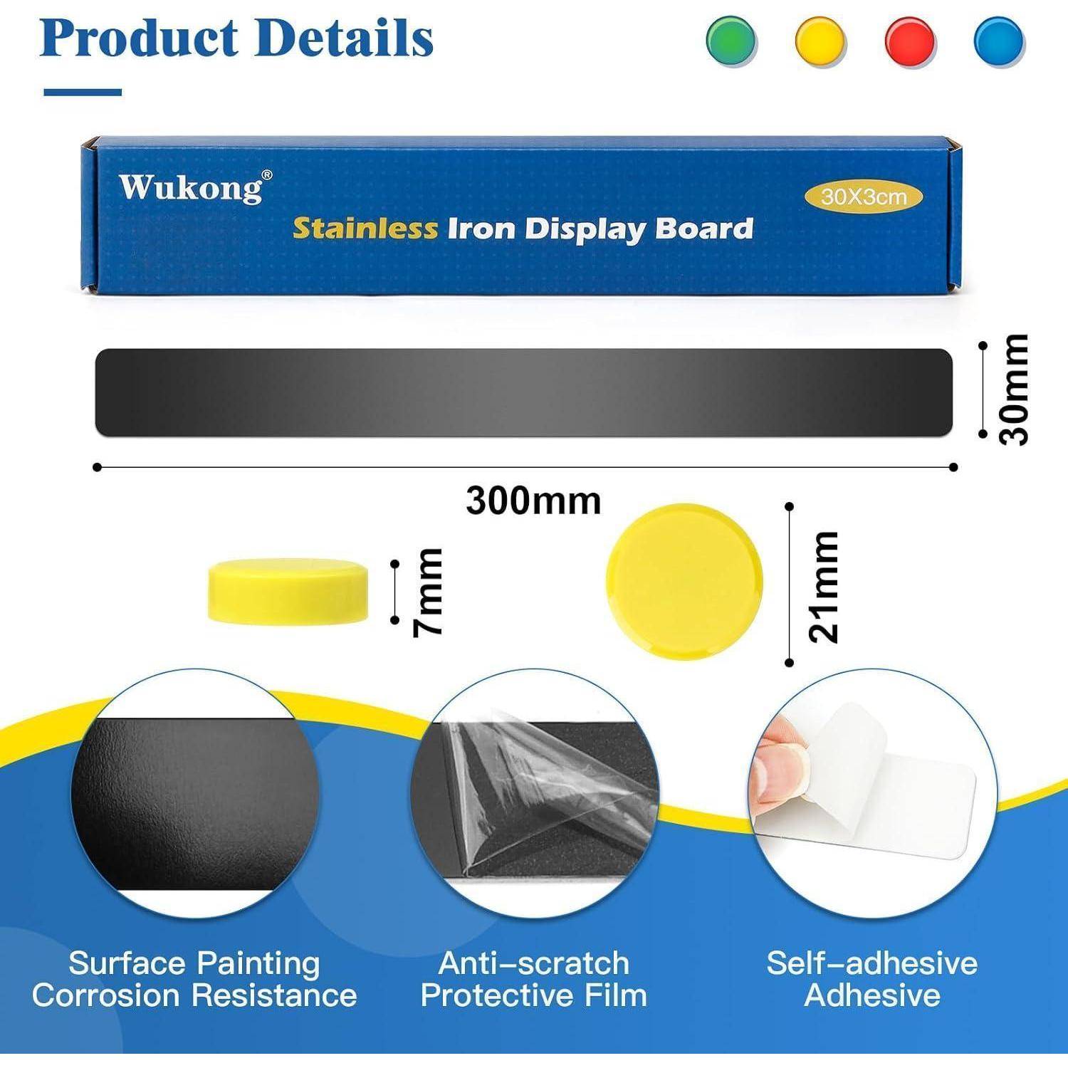 4er Set Magnetleisten Schwarz 30x3cm Selbstklebend mit 16 Magneten