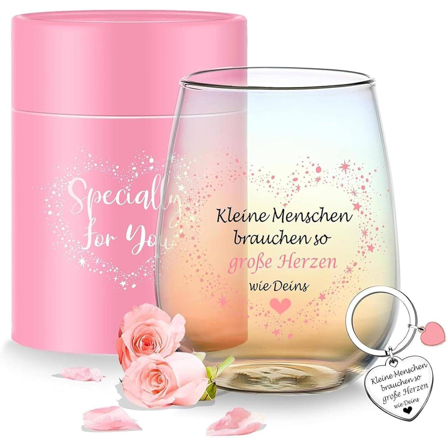 Ein Grußkartenset mit einem rosa Behälter, beschriftet mit 