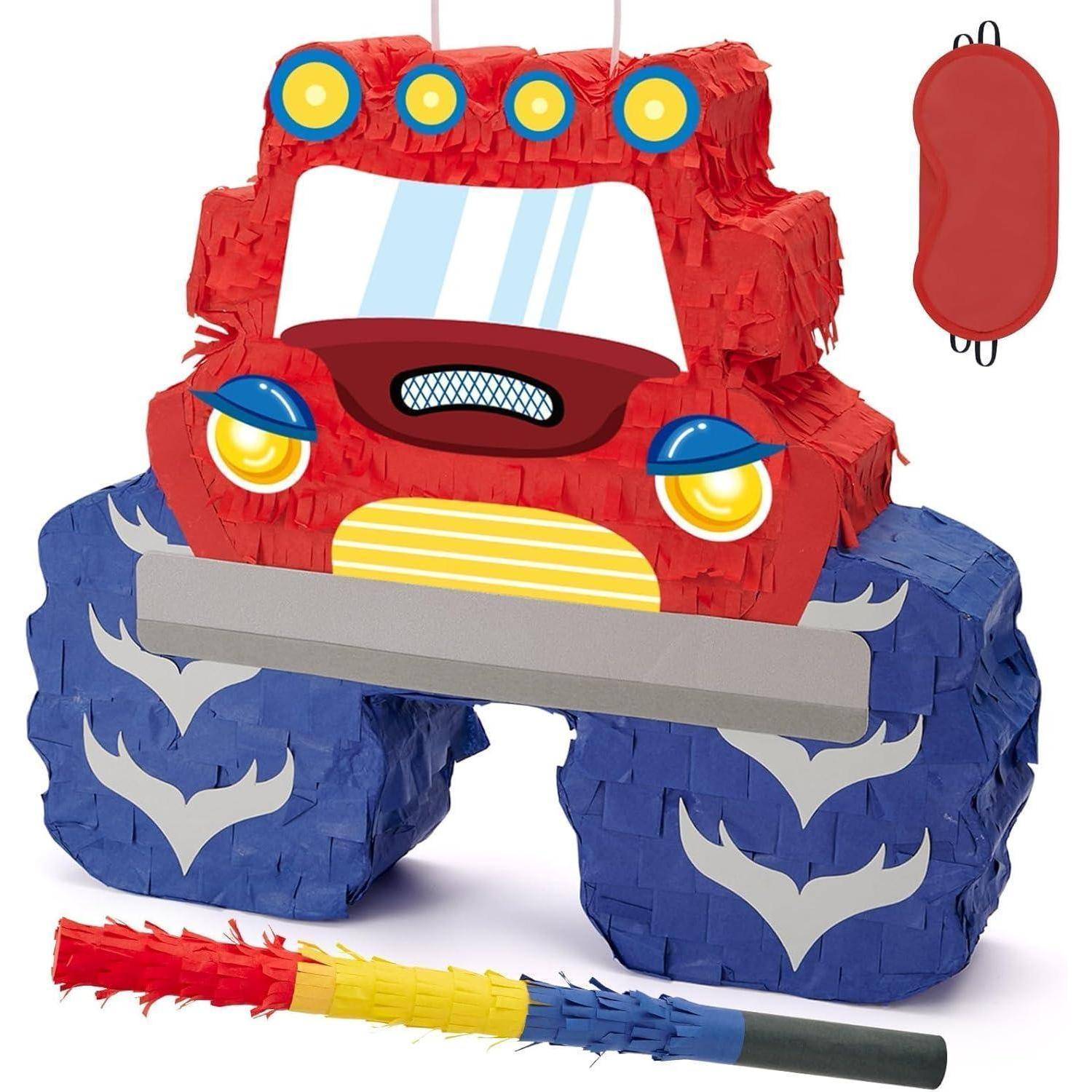 Pinata Geburtstag Auto Augenbinde Stab Partyspiele Monster Truck
