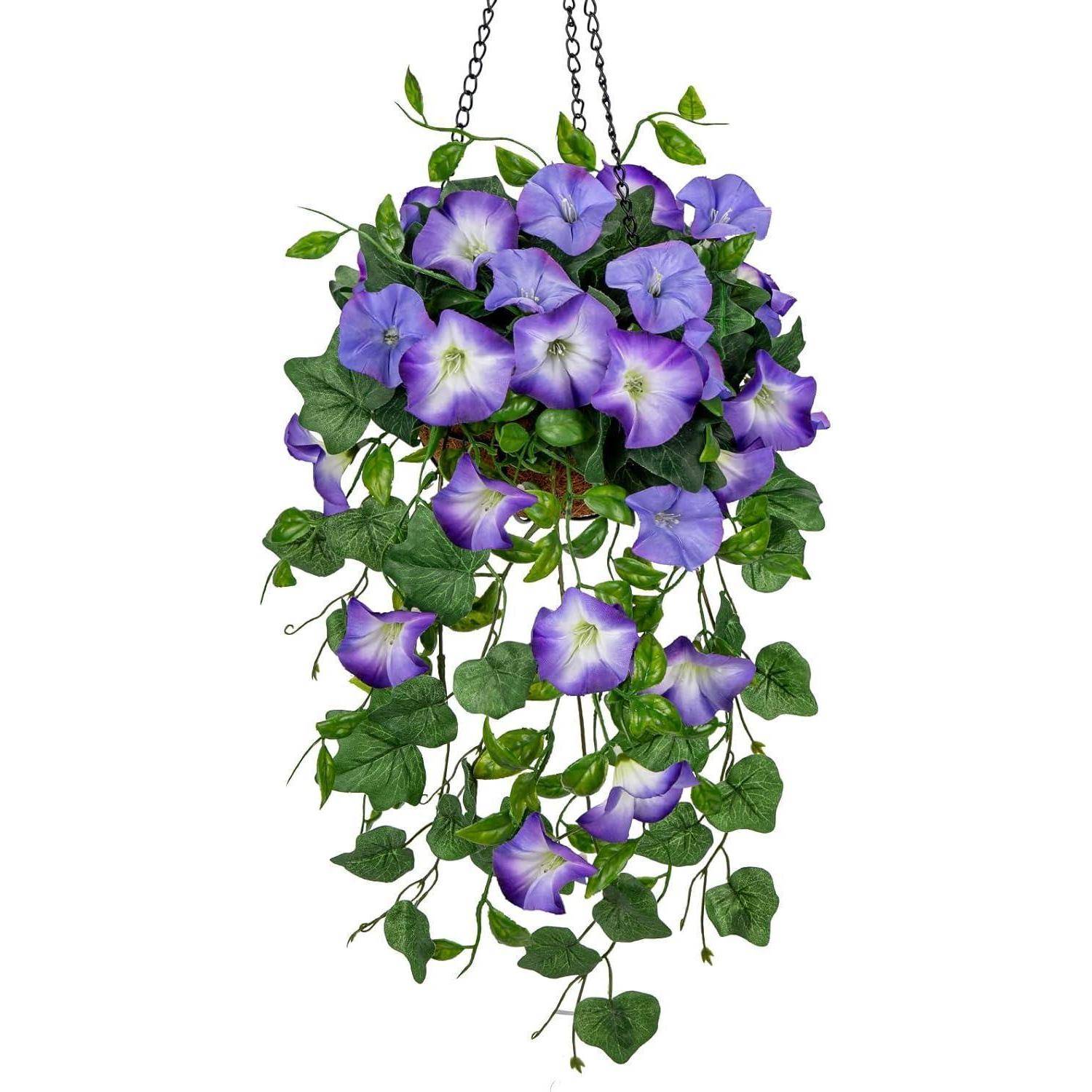 Kunstblumen Morning Glory Hängeampel 70 cm Mittel Blau