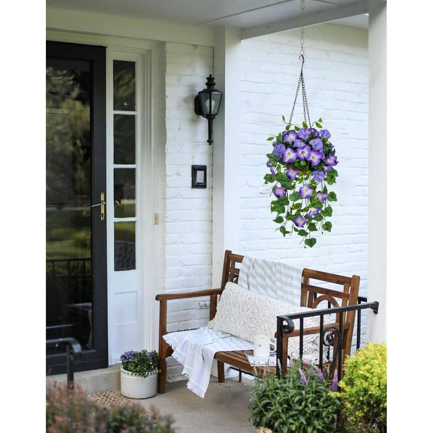 Kunstblumen Morning Glory Hängeampel 70 cm Mittel Blau