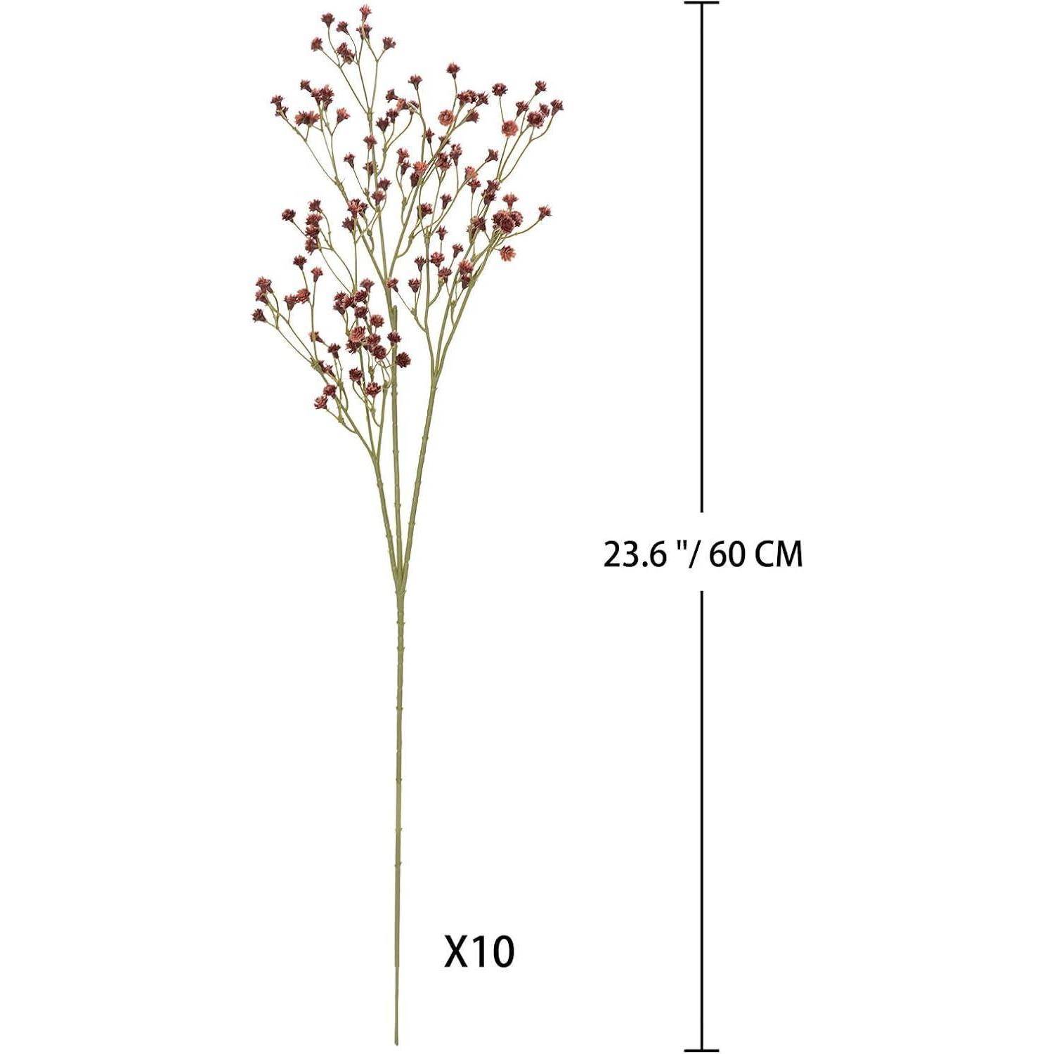 Roter Beerenzweig als Dekoration, 23,6 Zoll (60 cm) hoch, mit dünnen Ästen und kleinen, gruppierten Beeren, vor einem schlichten Hintergrund.
