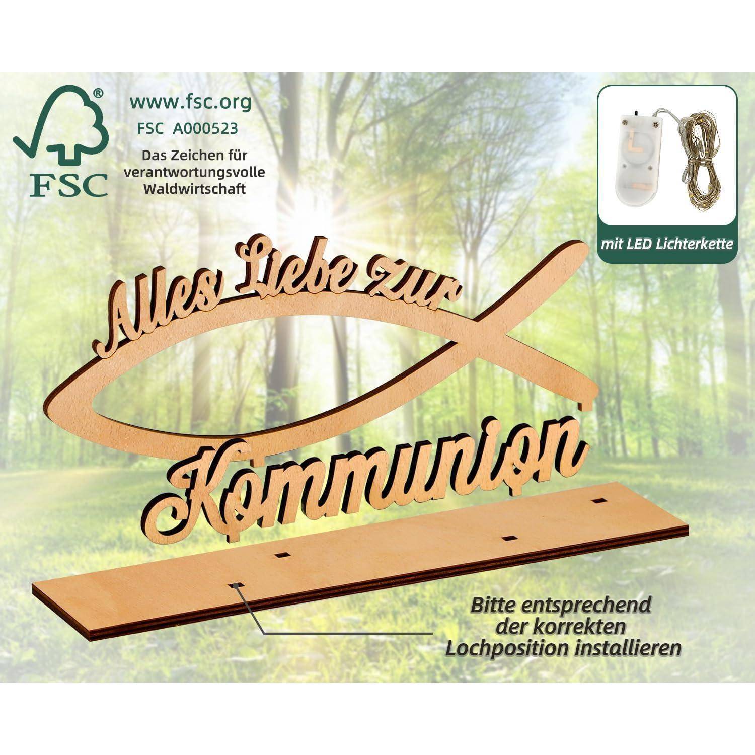Geldgeschenk Konfirmation LED Lichterkette Holz Mädchen Kommunion