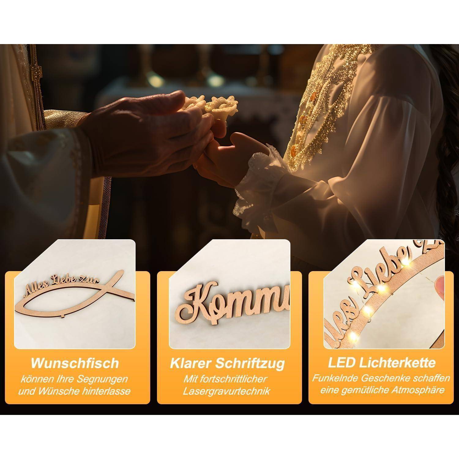 Geldgeschenk Konfirmation LED Lichterkette Holz Mädchen Kommunion
