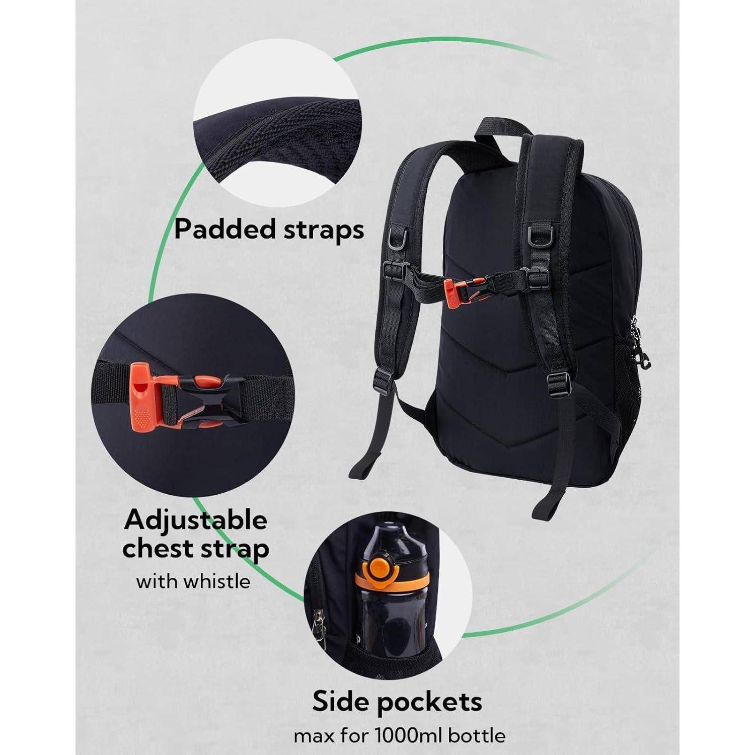 Rucksack 12L Wanderrucksack Daypack Outdoor Brustschnalle Schwarz