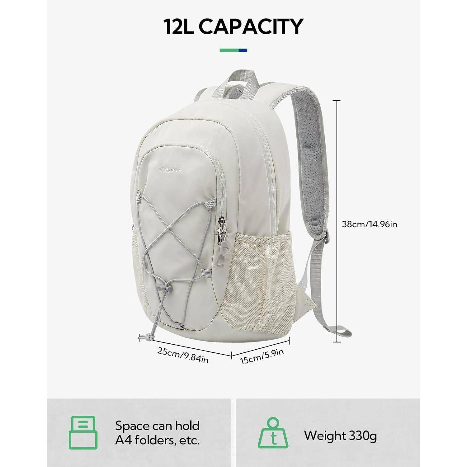 Rucksack 12L Wanderrucksack Klein Outdoor Herren Damen Beige