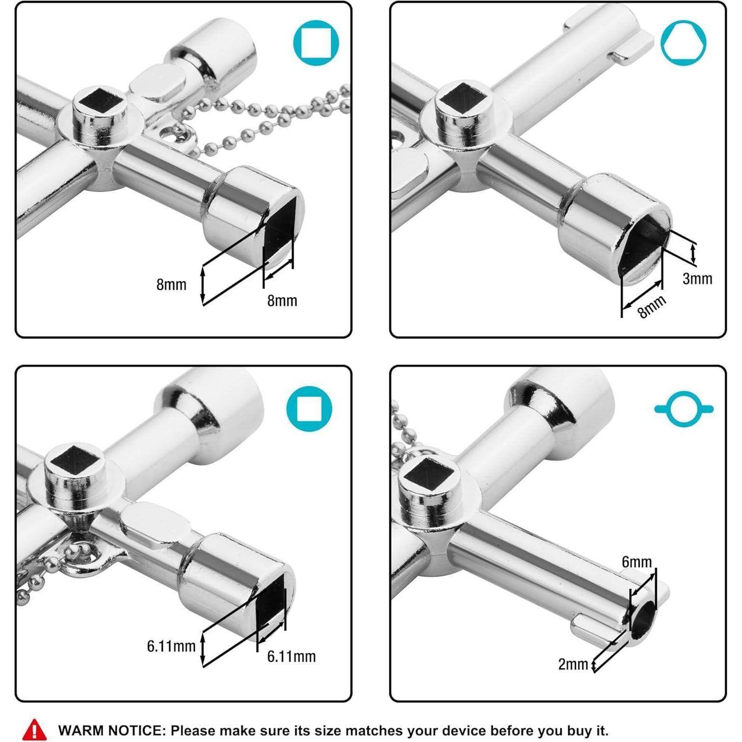 4 Wege Multifunktionsschlüssel mit Bit, Zinklegierung, für