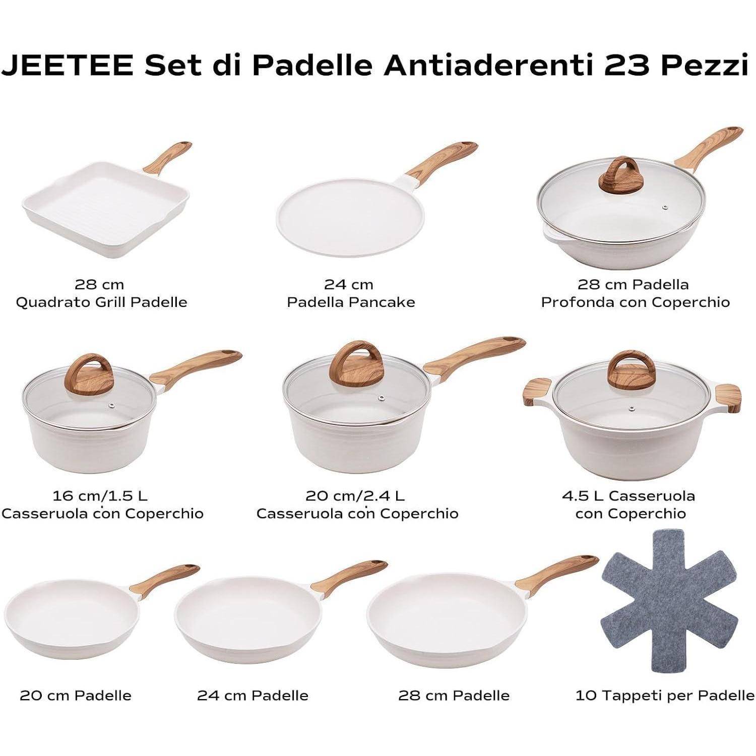 JADETE Antihaft-Pfannen-Set 23-teilig