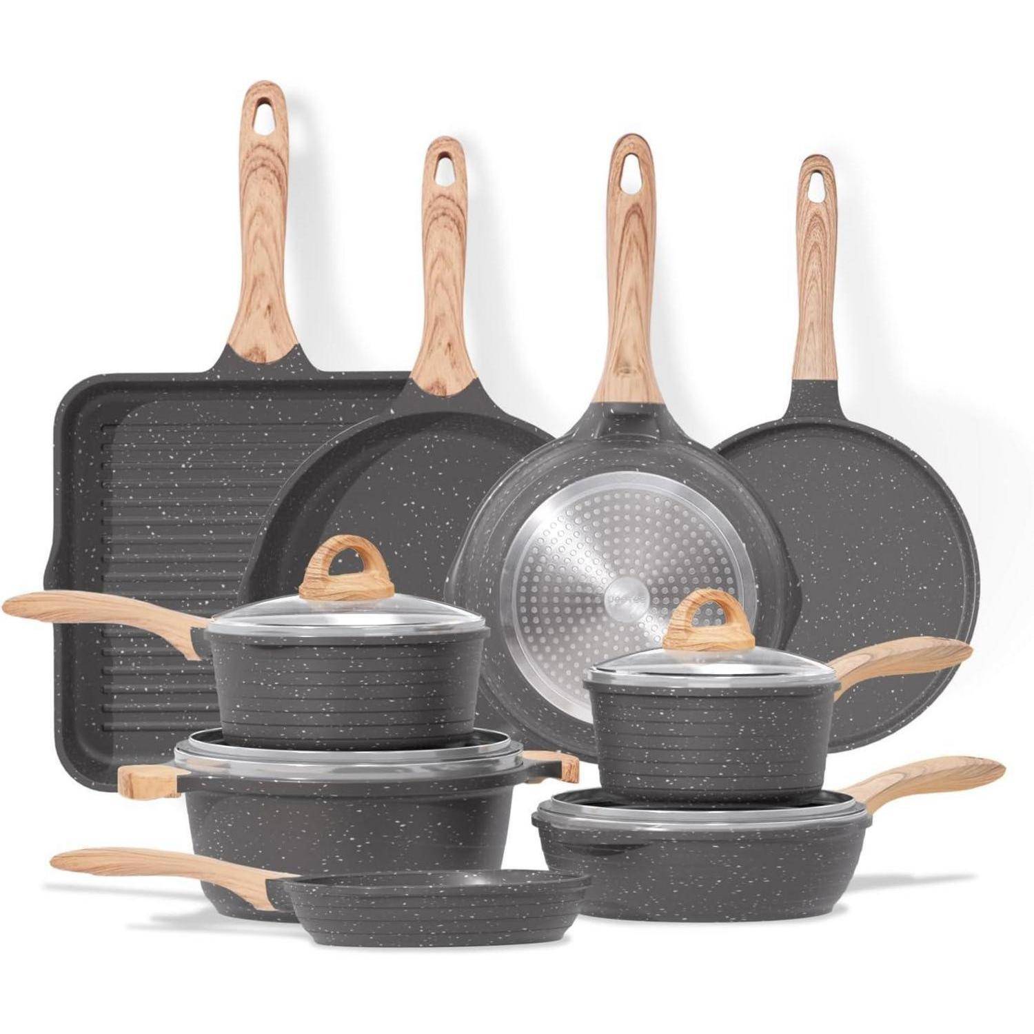 Wesentlich 23-Teilig Topfsets Pfannenset Antihaft-Granit Induktion