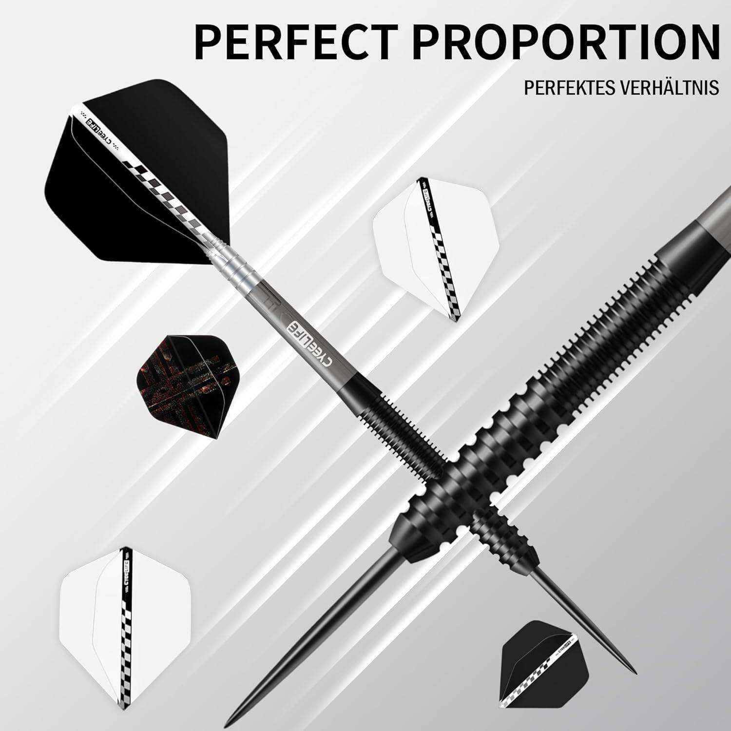 Tungsten Darts Set 23g Steel Darts 3 Shafts 9 Flights Sharpener